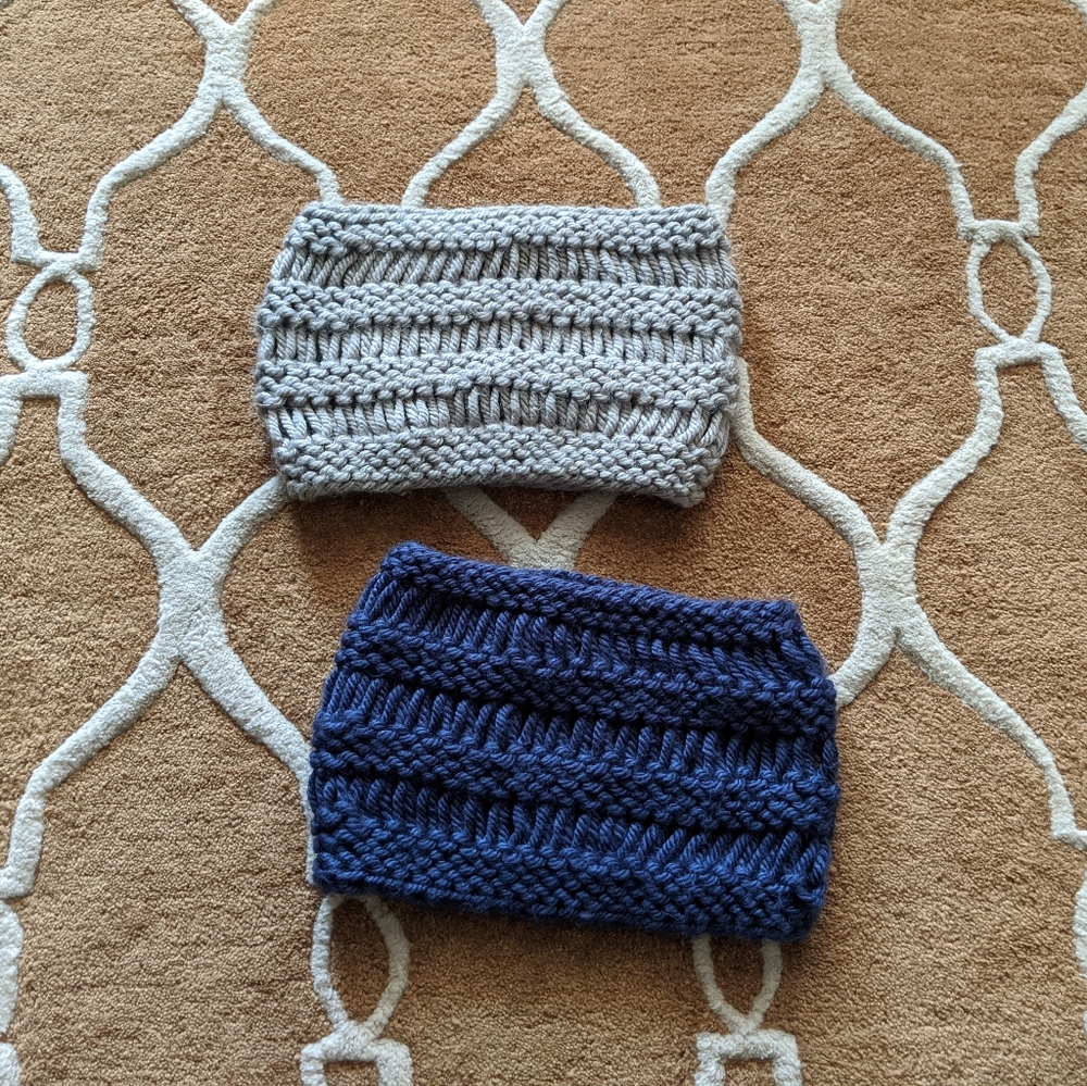 Two hand knit scarves